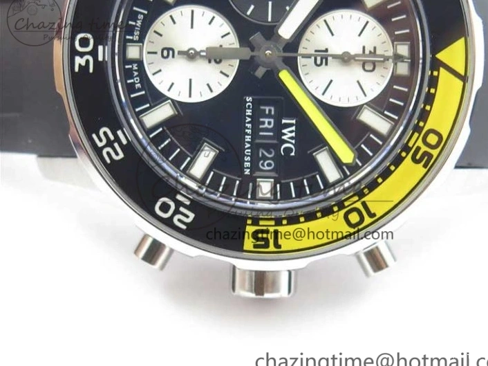 MIROTIME 0305 Aquatimer Chrono IW376702 SS BLS 1:1 Best Edition Black Dial on Black Rubber Strap A WellDesigned 7105